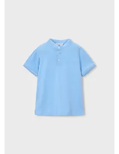 Polo m/c cuello mao - Celeste   