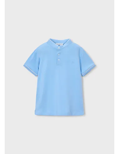 Polo m/c cuello mao - Celeste   