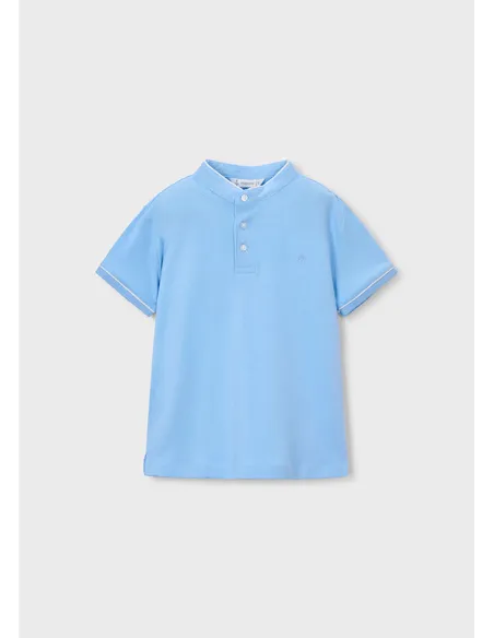 Polo m/c cuello mao - Celeste   