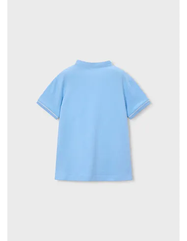 Polo m/c cuello mao - Celeste   