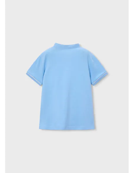 Polo m/c cuello mao - Celeste   