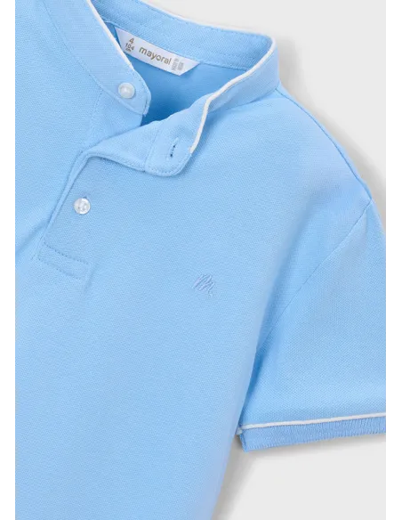 Polo m/c cuello mao - Celeste   