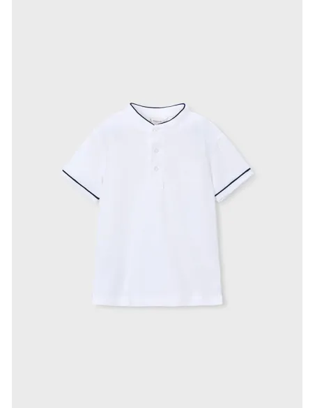 Polo m/c cuello mao - Blanco    