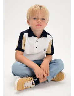 Polo m/c combinado - Nata-nuez 