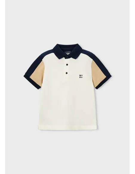 Polo m/c combinado - Nata-nuez 