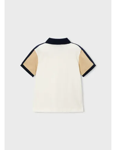 Polo m/c combinado - Nata-nuez 