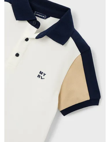 Polo m/c combinado - Nata-nuez 