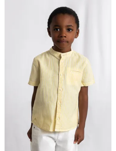 Camisa m/c cuello mao lino - Oliva     