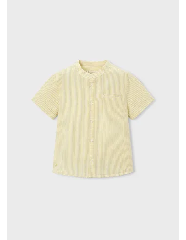 Camisa m/c cuello mao lino - Oliva     