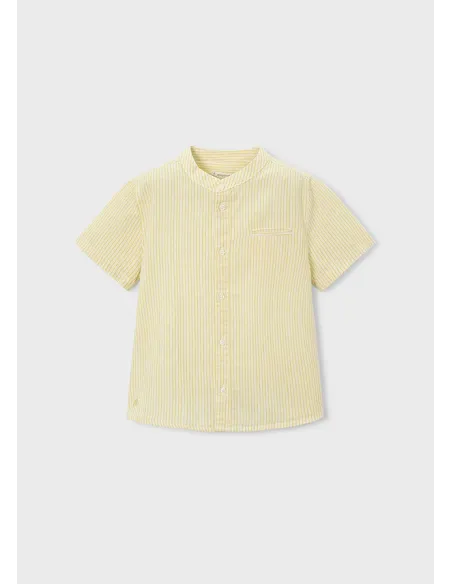 Camisa m/c cuello mao lino - Oliva     