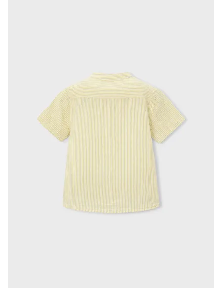 Camisa m/c cuello mao lino - Oliva     