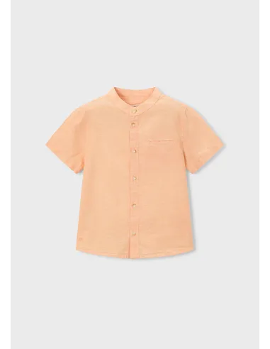 Camisa m/c cuello mao lino - Peach     