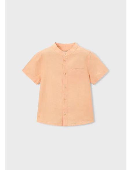 Camisa m/c cuello mao lino - Peach     