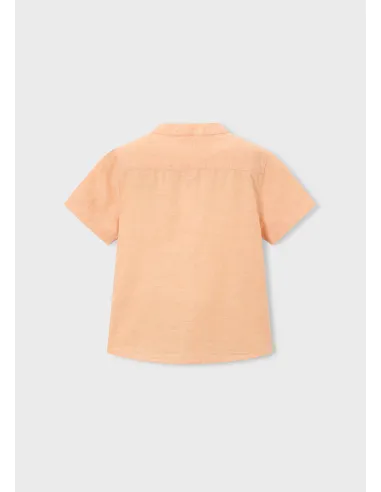 Camisa m/c cuello mao lino - Peach     