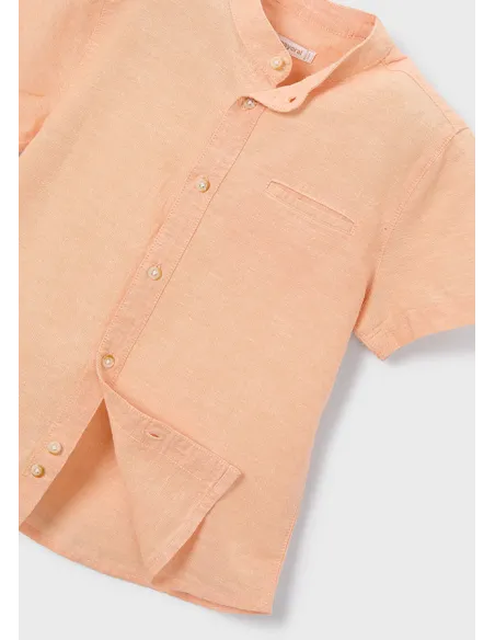 Camisa m/c cuello mao lino - Peach     