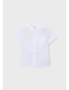 Camisa m/c cuello mao lino - Blanco    