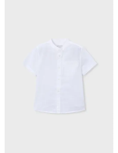 Camisa m/c cuello mao lino - Blanco    