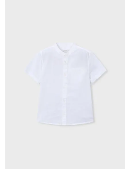 Camisa m/c cuello mao lino - Blanco    