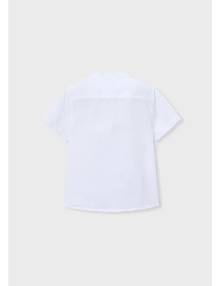 Camisa m/c cuello mao lino - Blanco    
