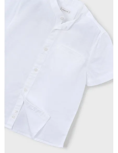Camisa m/c cuello mao lino - Blanco    