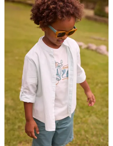 Camisa m/l c/mao rayas - Menta     