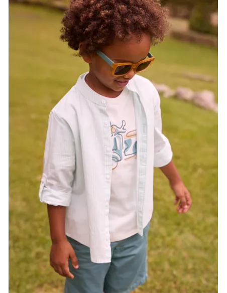 Camisa m/l c/mao rayas - Menta     