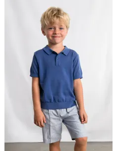 Bermuda lino suiting – Añil rayas