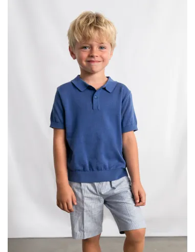 Bermuda lino suiting – Añil rayas