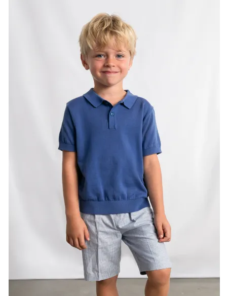 Bermuda lino suiting – Añil rayas