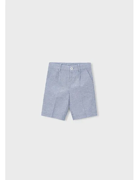 Bermuda lino suiting – Añil rayas