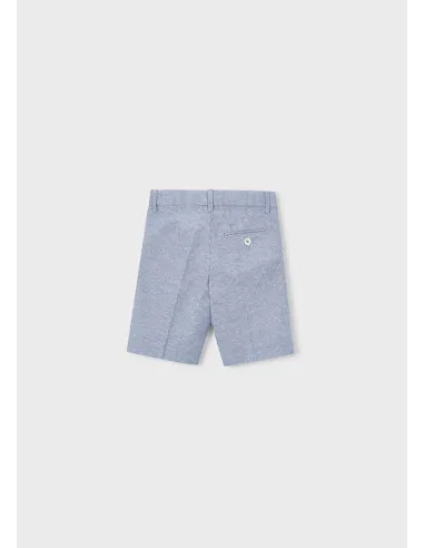 Bermuda lino suiting – Añil rayas