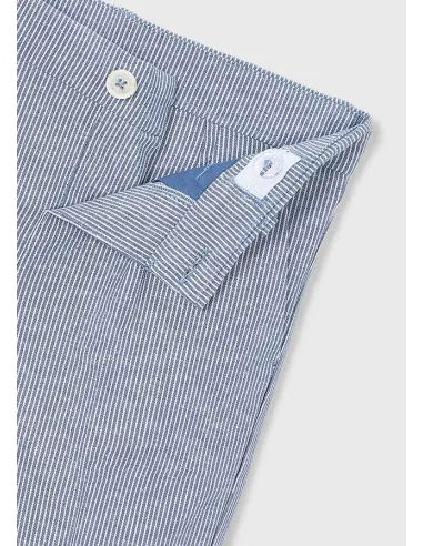 Bermuda lino suiting – Añil rayas