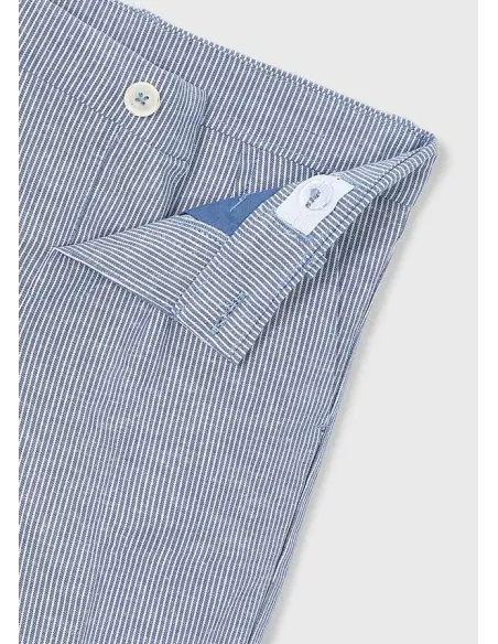 Bermuda lino suiting – Añil rayas