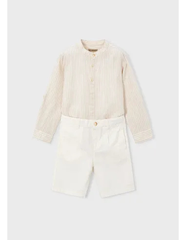 Conj. bermuda lino suiting - Avena     