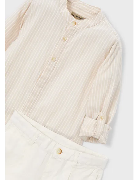 Conj. bermuda lino suiting - Avena     