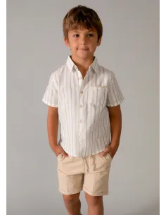 Conj. bermuda lino suiting - Mocca     