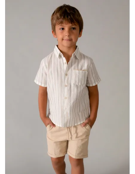 Conj. bermuda lino suiting - Mocca     