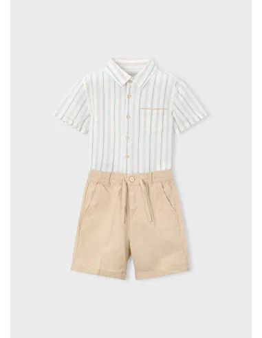 Conj. bermuda lino suiting - Mocca     