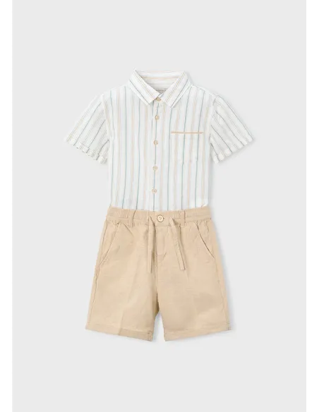 Conj. bermuda lino suiting - Mocca     