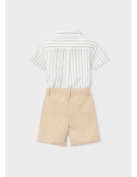 Conj. bermuda lino suiting - Mocca     