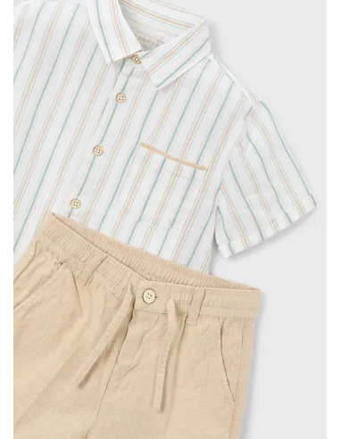 Conj. bermuda lino suiting - Mocca     