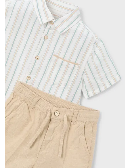 Conj. bermuda lino suiting - Mocca     