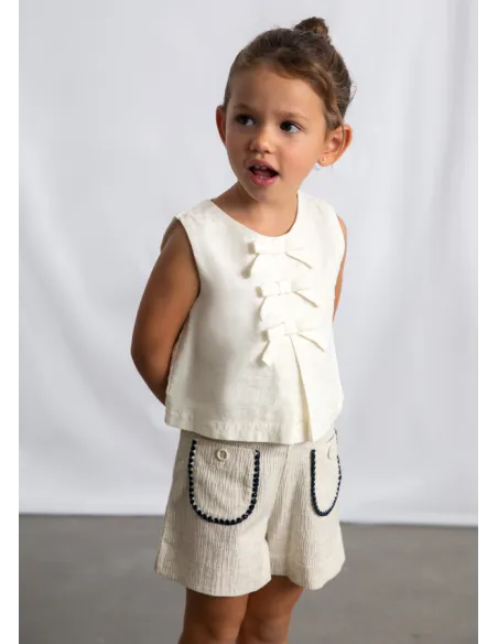 Pantalon corto bolsillos - Lino      