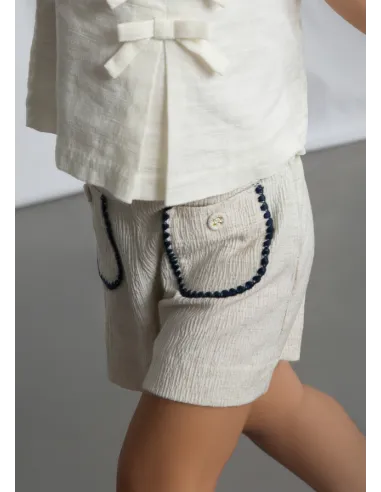 Pantalon corto bolsillos - Lino      