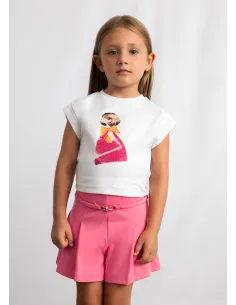 Pantalon corto punto roma - Geranio   