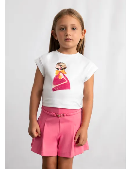 Pantalon corto punto roma - Geranio   