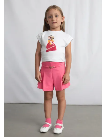 Pantalon corto punto roma - Geranio   