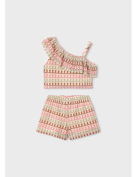 Conj. short punto fantasia - Mandarina 