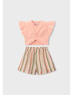 Conj. short rayas - Mandarina 