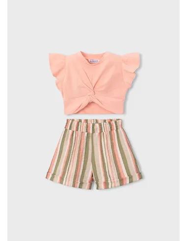 Conj. short rayas - Mandarina 